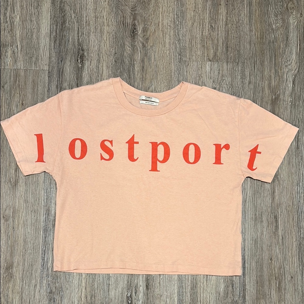 Pull&Bear Peach Graphic Crop Top